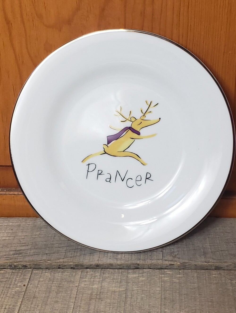 POTTERY BARN Reindeer PRANCER 8.5" Salad Plate Christmas